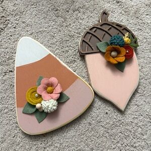 Decorative Blush colored Fall-Themed Art Set